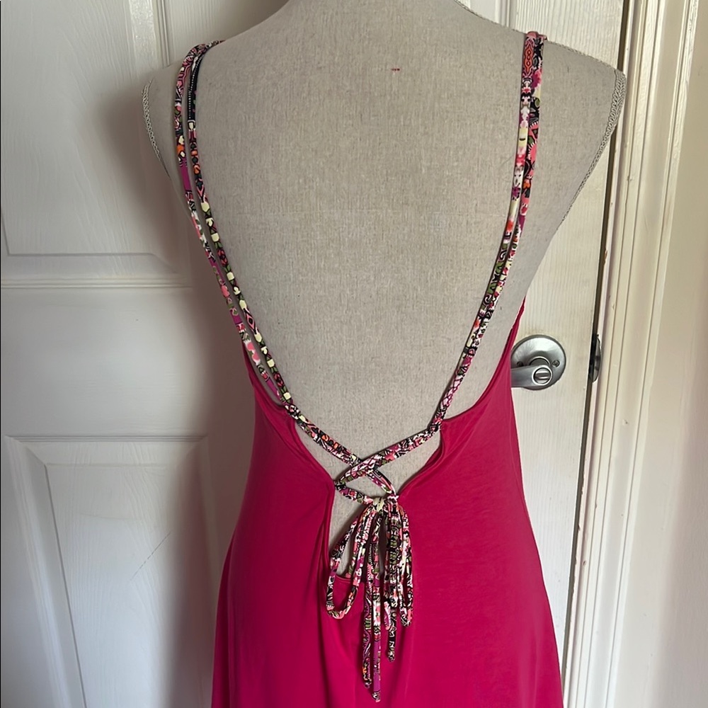 Lucky Brand Swimwear Tapestry Strap Raspberry Pink Dress - Picture 2 of 4